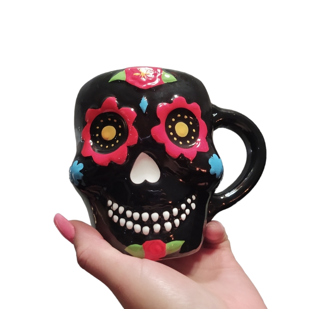 Candy skulls day of the dead ceramic coffee mug. - Picture 5 of 6